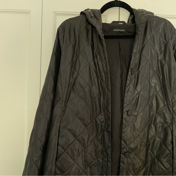 Eileen Fisher Lightweight Puffer Jacket with Hood Size Small - Picture 9 of 10